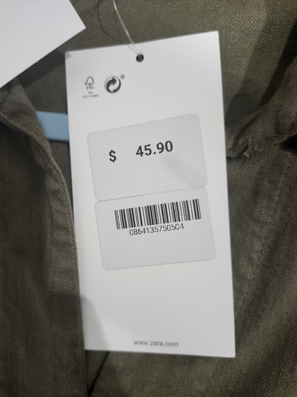 ZARA Olive Green Oversized Utility Shacket Shirt Jacket Cotton Size Large NWT - Picture 6 of 6